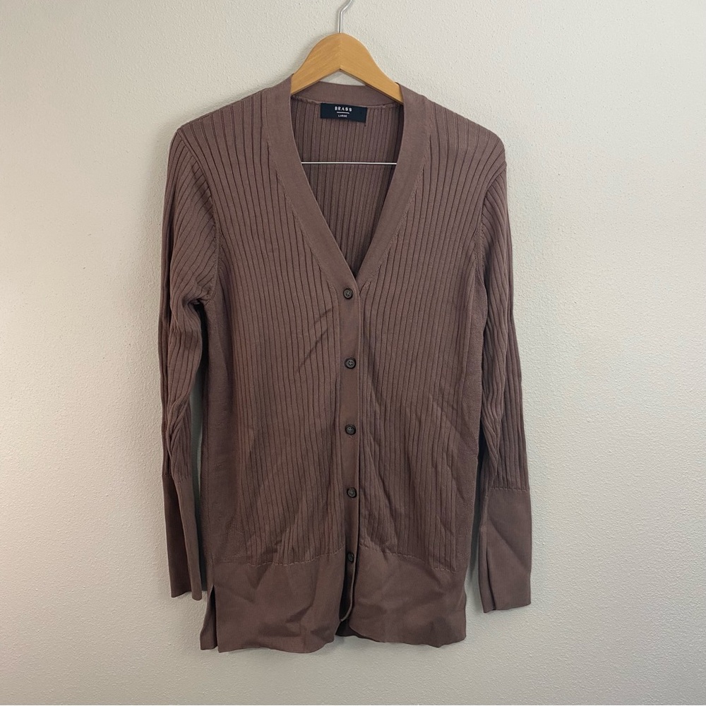Brass Chocolate Brown Knot‎ Button Down Cardigan Sweater Women’s Large